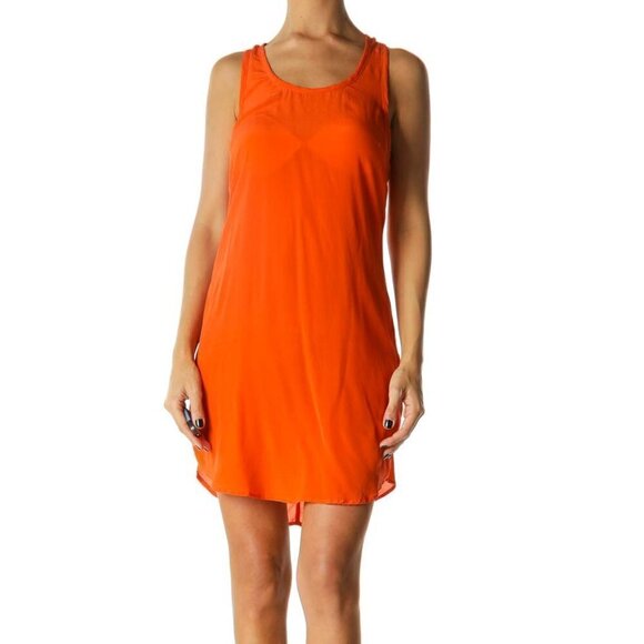 S.Y.L.K. Dresses & Skirts - S.Y.L.K Orange Round Neck Racerback 100% Silk Dress